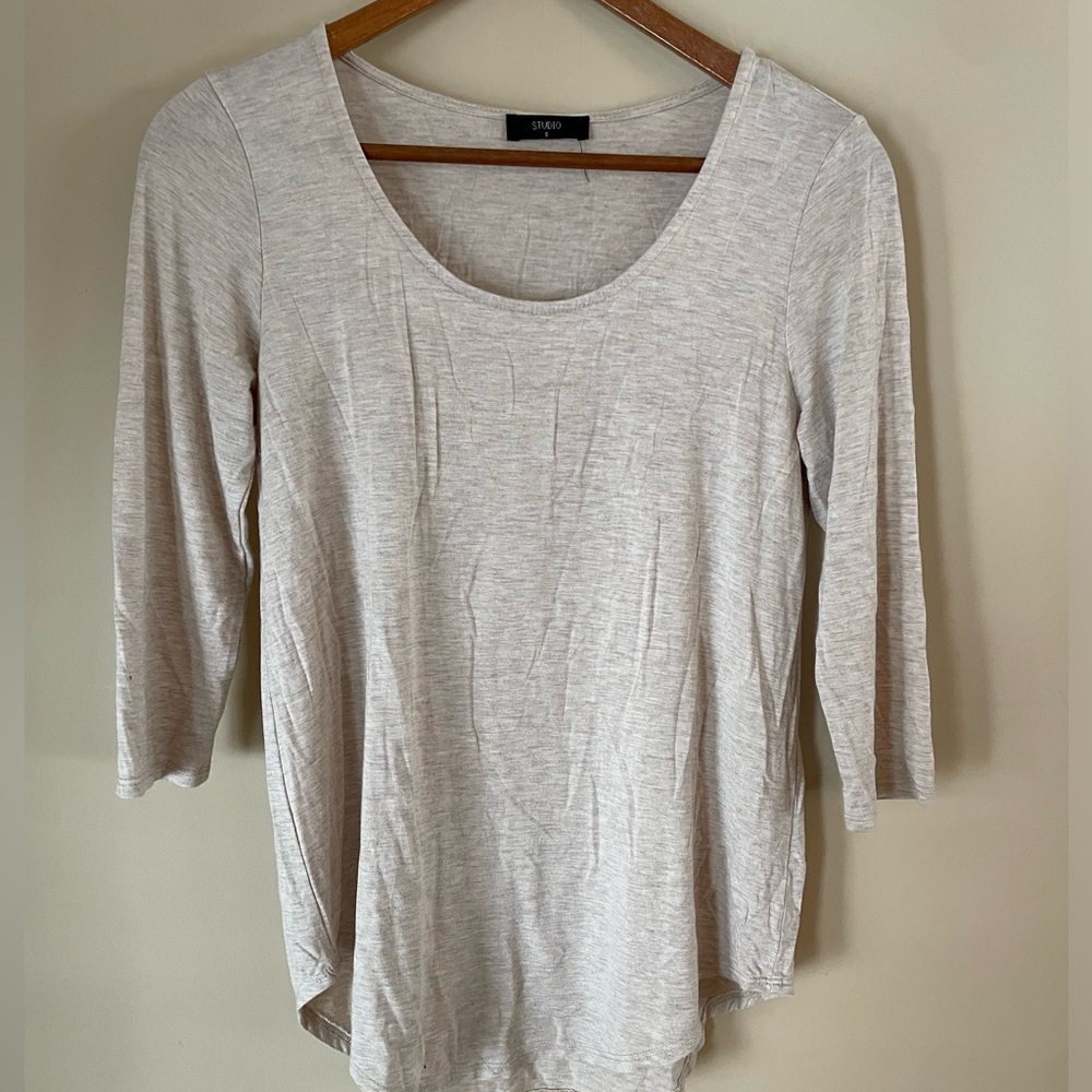 Studio 3/4 Length Tan Shirt Size Small